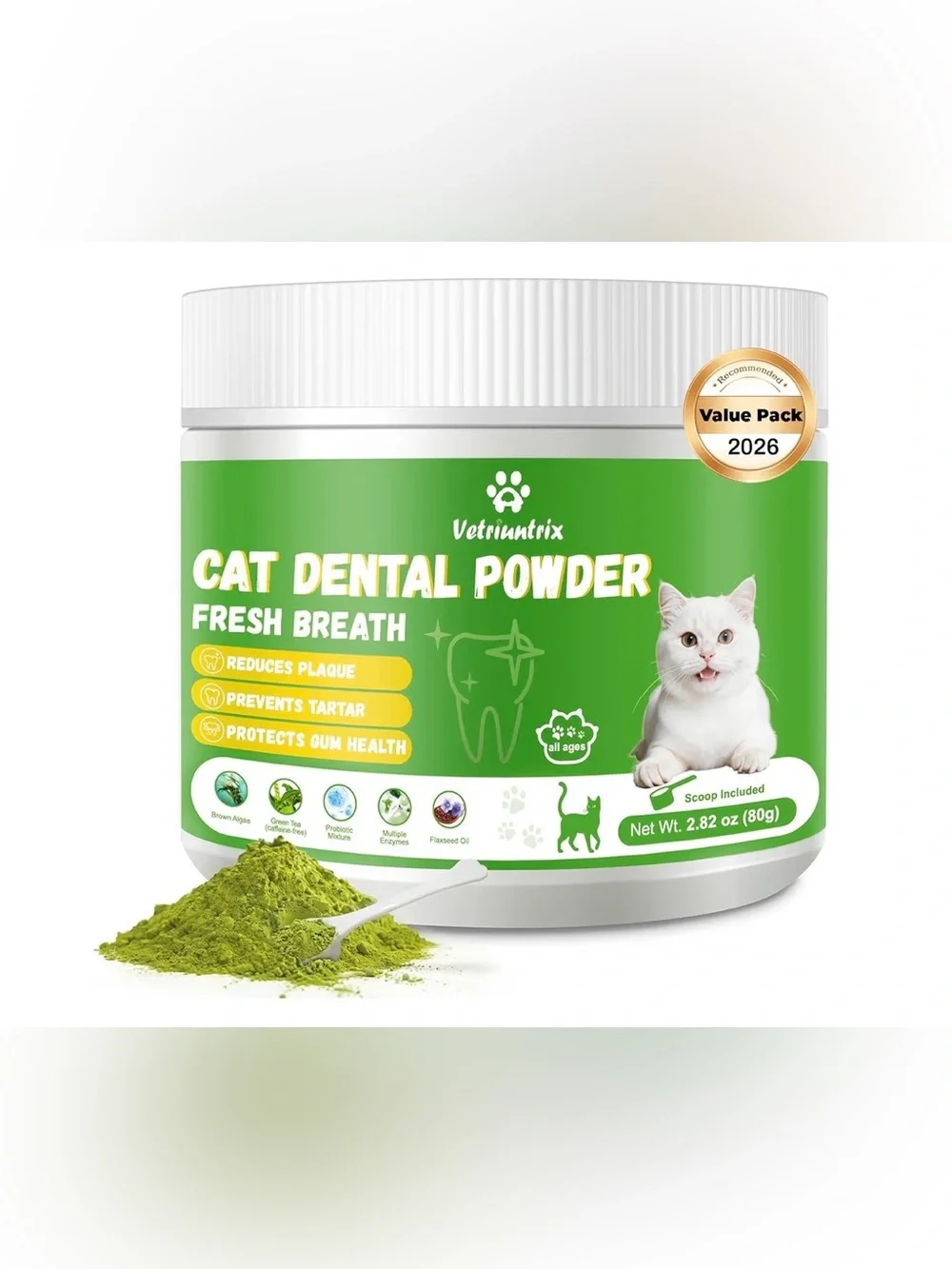 Vetrimatrix Cat Dental Powder Fresh Breath Chicken Flavor 2.82 oz (80g)